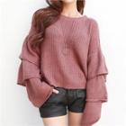Tiered Long-sleeve Knit Top