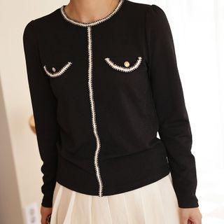 Flap-detail Contrast-trim Top