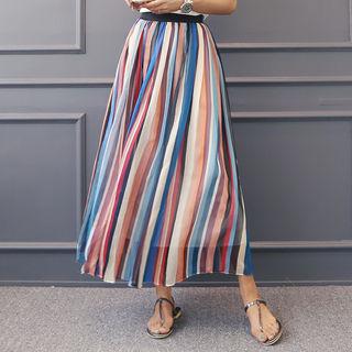 Multicolor Long Chiffon Skirt