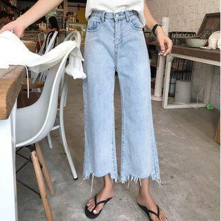 Irregular Tassel Cropped Jeans