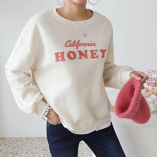 Letter-embossed Fleece-lined Pullover