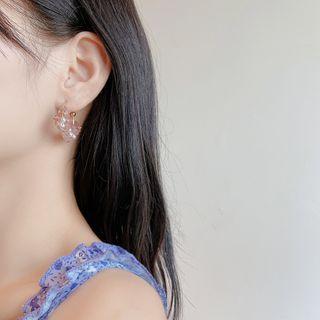 Faux Pearl Faux Crystal Open Hoop Earring 1 Pair - E2337 - Gold - One Size