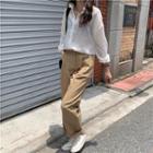 Long-sleeve Shirt / High-waist Wide-leg Pants