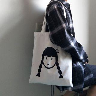 Cartoon Print Canvas Tote Bag As Shown In Figure - One Size