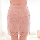 Scallop-hem Crochet-lace Skirt