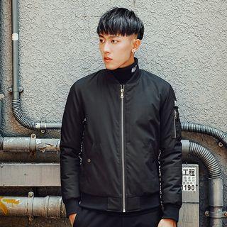 Lettering Applique Padded Bomber Jacket