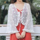 Frill Trim Lace Light Jacket Off-white - One Size