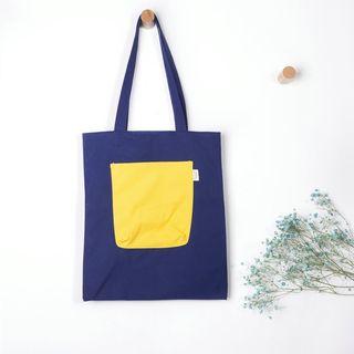 Color Block Canvas Shopper Bag Blue - One Size