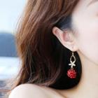 Rhinestone Rose Dangle Earring / Pendant Necklace / Fringed Earring / Gift Box