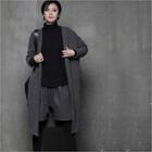 Drop-shoulder Open Long Cardigan
