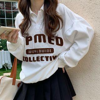 Lettering Polo Sweatshirt White - One Size
