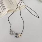 Flower Eyeglasses Rhinestone Pendant Necklace Camellia - One Size