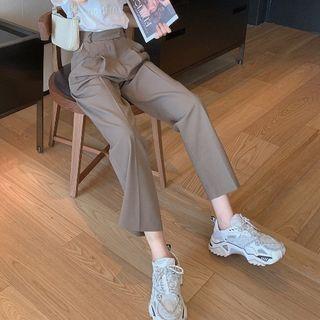 Short-sleeve Lettering T-shirt / Wide-leg Dress Pants