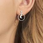 925 Sterling Silver Moon & Hoop Dangle Earring 1 Pair - As Shown In Figure - One Size