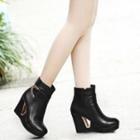 Buckled Wedge Short Boots