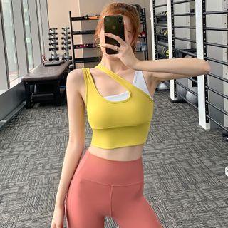 Mock Two-piece Sports Crop Tank Top