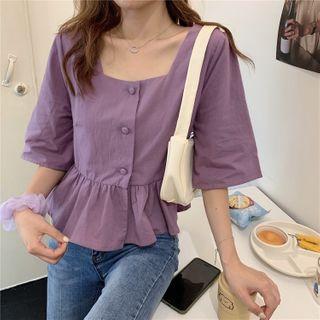 Ruffle Hem Short Sleeve Top