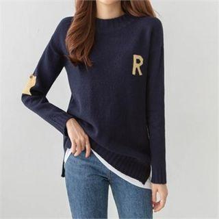 Pocket-detail Letter Sweater