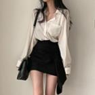 Long-sleeve Plain Shirt / Plain Irregular Skirt