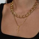 Cross Pendant Chain Layered Necklace