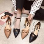 Faux Leather Pointed-toe Ankle Strap Dorsay Pumps