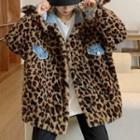 Reversible Leopard Print Fleece Denim Jacket