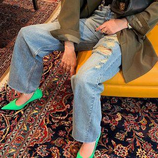 Distressed Wide-leg Jeans / Denim Shorts