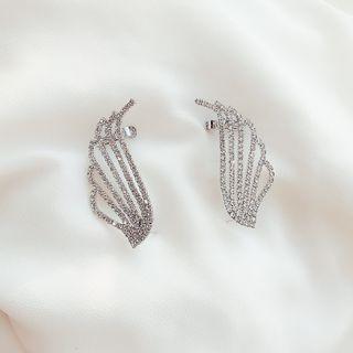 Wing Rhinestone Earring 1 Pair - Wing Rhinestone Earring - Silver - One Size