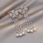 Flower Faux Pearl Fringed Earring 1 Pair - Silver - One Size