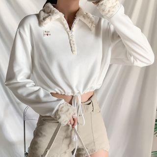 Drawstring-cuff Half-zip Sweatshirt