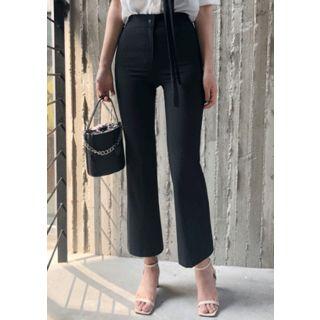 Elastic-waist Boot-cut Dress Pants