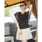 Cap-sleeve Lace-panel Top