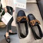 Leopard Bow Accent Loafers