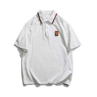 Elbow-sleeve Applique Polo Shirt
