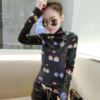 Mock Neck Printed Top