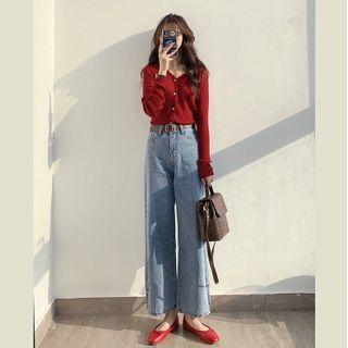 Wide Leg Jeans / Knit Top