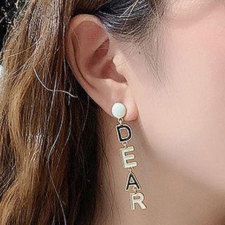 Alloy Dear Lettering Dangle Earring 1 Pair - Silver Needle - As Shown In Figure - One Size