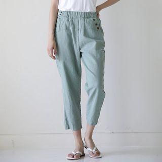 Button-trim Harem Pants