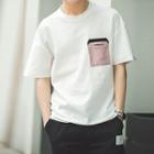 Pocketed Elbow-sleeve T-shirt