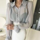 Frilled See-trough Blouse