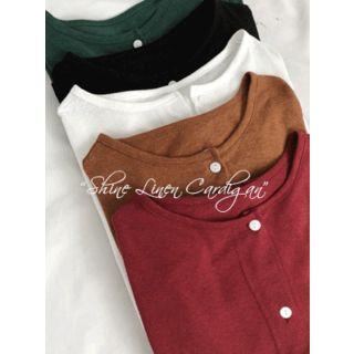Elbow-sleeve Linen Blend Cardigan