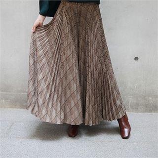 Accordion-pleated Plaid Skort