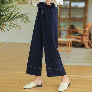 High Waist Lace-up Wide-leg Pants