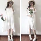 Set: 3/4-sleeve Midi A-line Dress + Slipdress