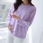 Crew-neck Punched Knit Top