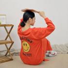 Smile Emoji Print T-shirt Dress