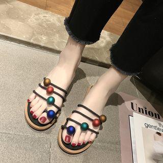 Beaded Toe Loop Strappy Sandals