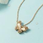 Butterfly Rhinestone Shell Pendant Necklace Necklace - Gold - One Size