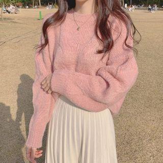 Plain Sweater / Pleated Midi A-line Skirt