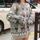 Christmas Print Sweater Gray - One Size